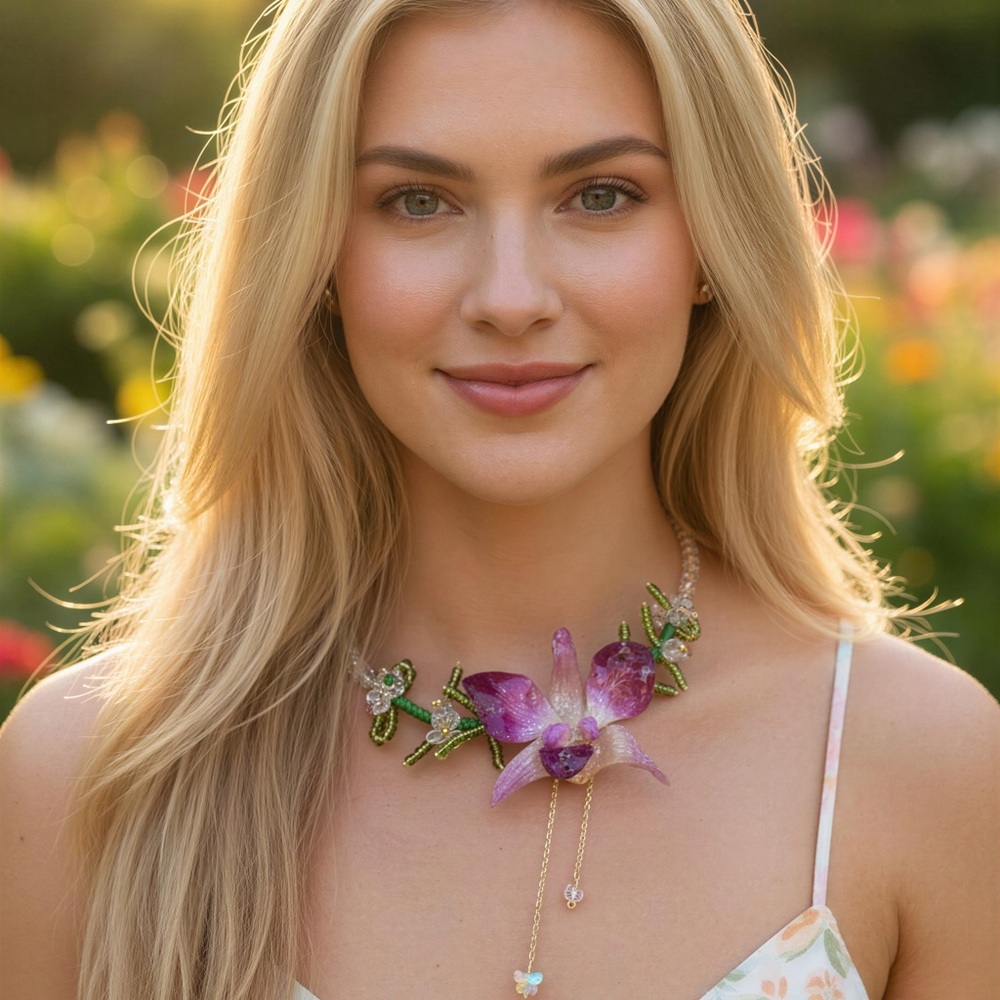 Elegant Purple Orchid Necklace